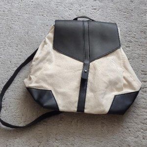 Deux Lux canvas mini backpack with vegan leather details/straps